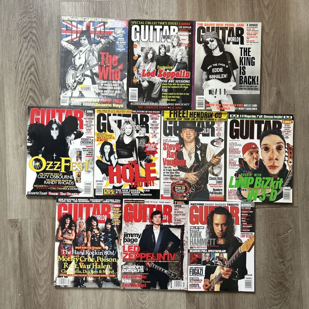 Guitar World Magazine Lot of 10 VTG 1994-2002 Ozzy The Who Led Zepp Van Halen